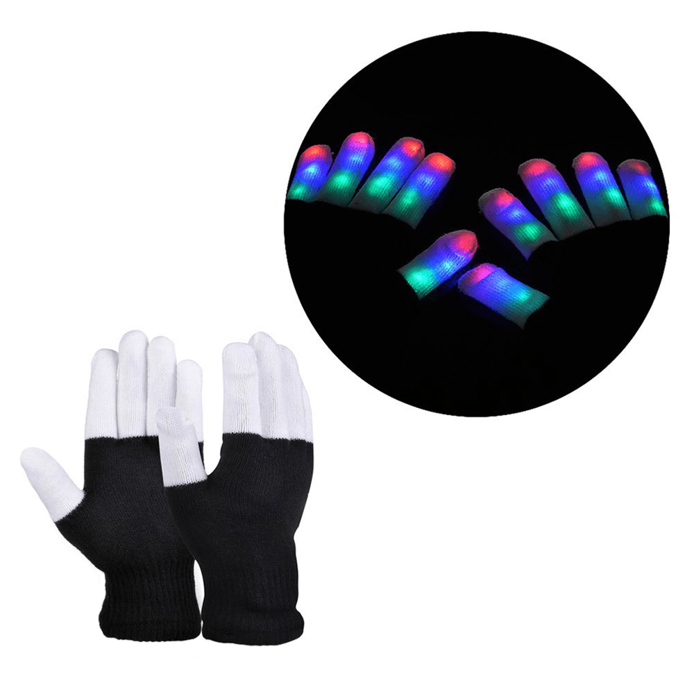 7 Mode LED Finger Lighting Flashing Glow Mittens Gloves Rave Light Festive Event Party Supplies - MRSLM