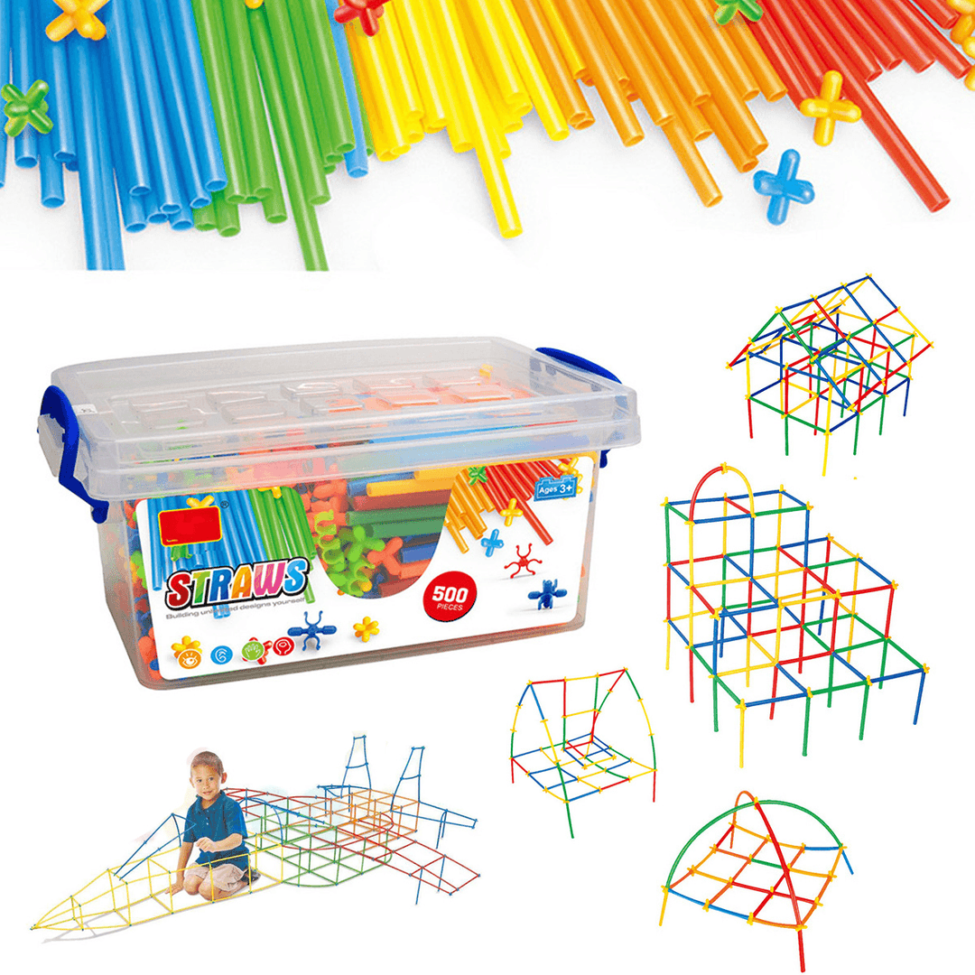 160/500/700 Pcs 4D Plastic Stitching Building Blocks Bricks Straws Kids DIY Educational Toys - MRSLM