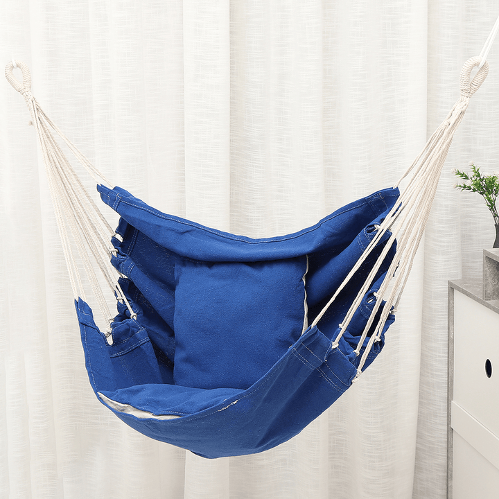 Camping Hammock Chair Swing Seat Indoor Outdoor Folding Hanging Chair with Ropes Pillow - MRSLM