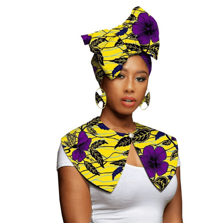 African Printing Batik Cotton Scarf Exaggerated Earrings Shawl African Earrings - MRSLM