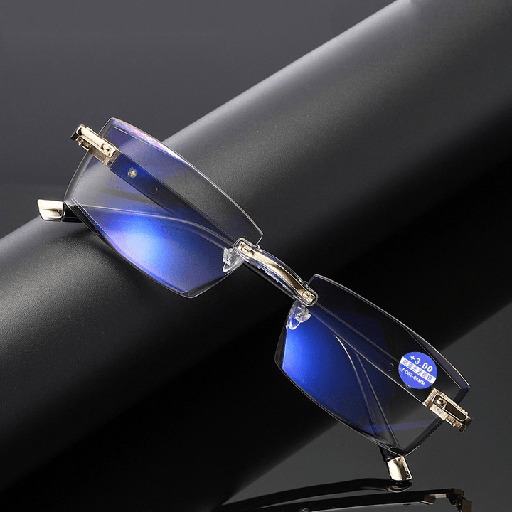 Diamond Cut Edge Anti-Blue Light Resin Glasses Frameless - MRSLM