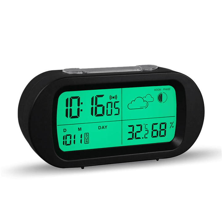 HC-102 Digital Time Thermometer Date Weather Display Snooze Mode Alarm Clock with LCD Screen - MRSLM