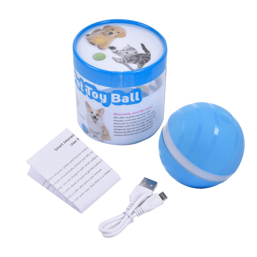 Pet Toys Ball Waterproof Bite Resistant LED Flash 360 Degree Automatic Rotation Pet Fun Ball for Cat Dog - MRSLM