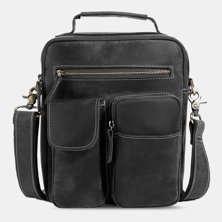 Ekphero Men Vintage Multi-Pocket Crossbody Bag Multifunction Large Capacity Shoulder Bag - MRSLM