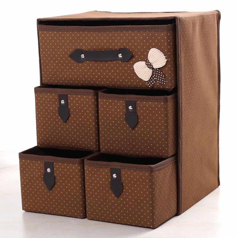 Three Layer Storage Box Five Drawer Non-Woven Underwear Cosmetic Makeup Sundries Organizer - MRSLM