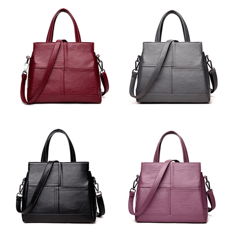 3 Main Pockets Women Casual PU Leather Handbag - MRSLM