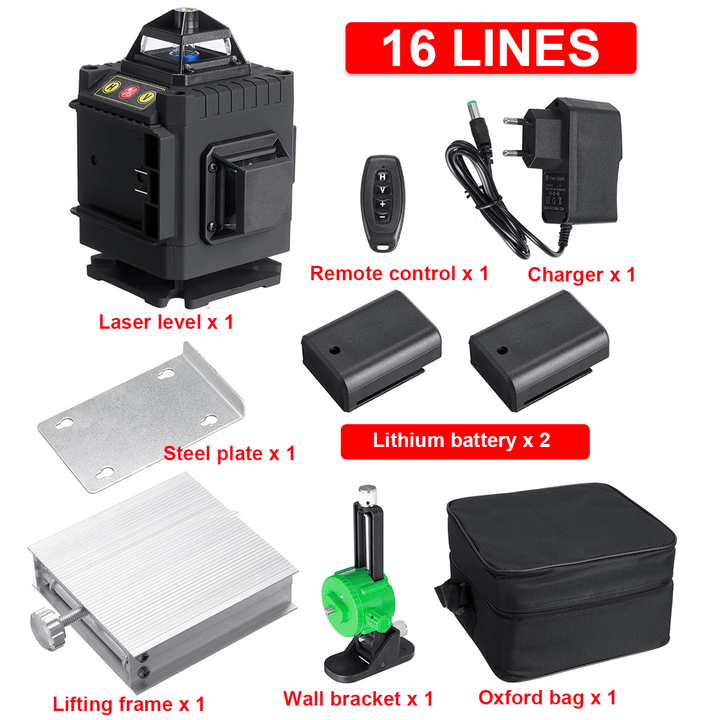 8/12/16 Line 360° Rotary Green Laser Level Self Leveling Cross Measure Tool Set - MRSLM