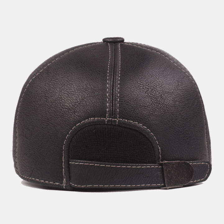 Women PU Leather Autumn Winter Ear Protection Baseball Cap Outdoor Warm Thin Ivy Cap - MRSLM