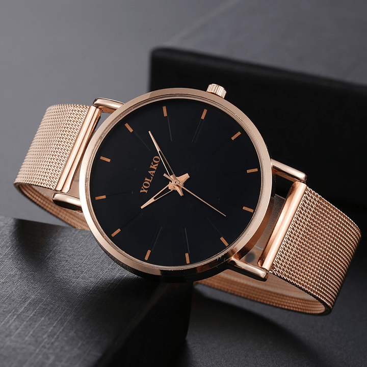 Fashion Mesh Steel Strap Causal Style Simple Dial Men Watch Quartz Watch - MRSLM