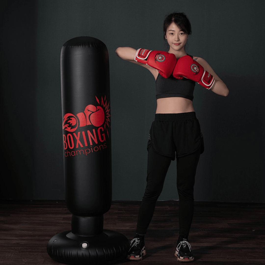 Inflatable Boxing Bag Boxing Pillar Punching Bag PVC Thickening Home Fitness Inflatable Punching Bag for Children Adult - MRSLM