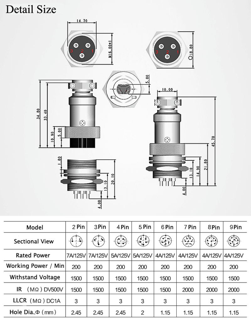 GX16-8 16Mm 8 Pin Male & Female Wire Panel Connector Circular Aviation Connector Socket Plug - MRSLM