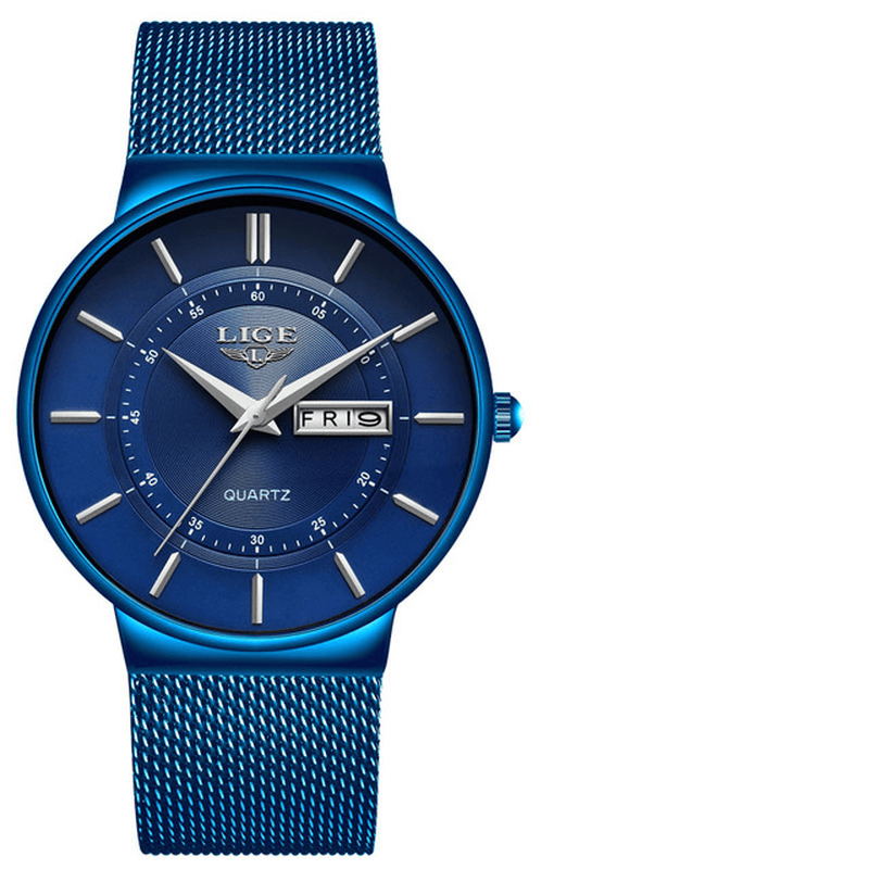 LIGE 9949 Business Style Full Steel Band Quartz Watch Waterproof Men Wrist Watch - MRSLM