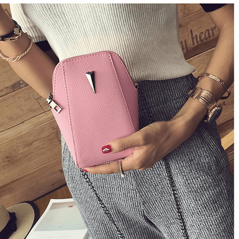 Woman PU Crocodile Pattern Chain Bag Phone Bag Clutch Bag Crossbody Bag - MRSLM