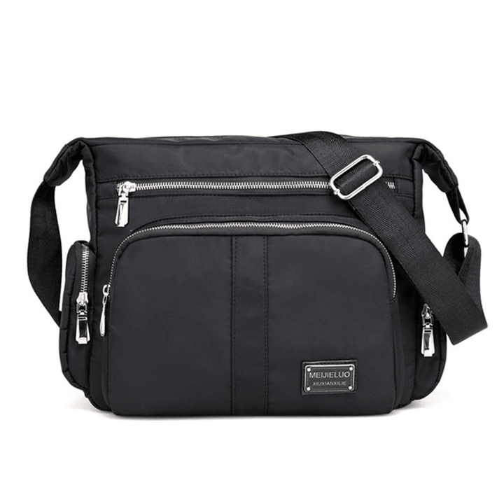 Multilayer Zipper Pockets Nylon Shoulder Bags Outdoor Sports Waterproof Crossbody Bags Messenger Bag - MRSLM