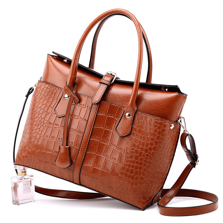 Women Fashion Retro Crocodile Handbag Briefcase Shoulder Bag - MRSLM