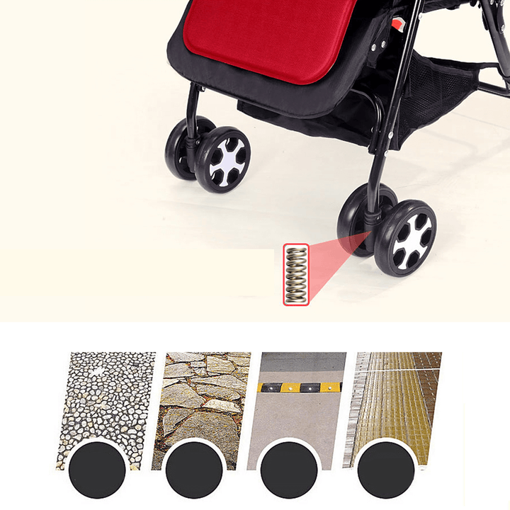 Baby Folding Adjustable Stroller Pushchair with 600D Waterproof＆Sunscreen Oxford Safe Stable Kids Toddler Pram Car for 0-3 Year Old - MRSLM