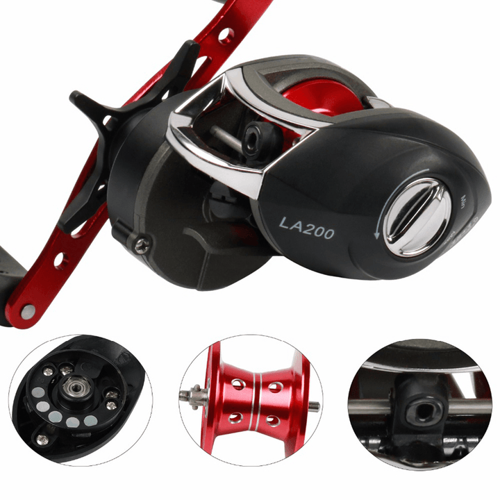 ZANLURE LA200 8.1:1 12+1BB Fishing Reel Left/Right Hand Max Drag 20LB Baitcasting Wheel - MRSLM