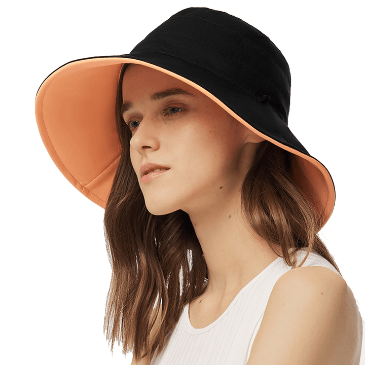 BENEUNDER UPF50+ Uv-Proof Casual Solid Color Double-Sided Bucket Hat Summer Lady Fisherman Hat Outdoor Sun Caps - MRSLM