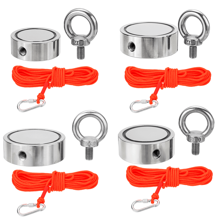 80-200KG Double Side Neodymium Fishing Salvage Recovery Magnet with 10M Rope for Detecting Metal Treasure - MRSLM