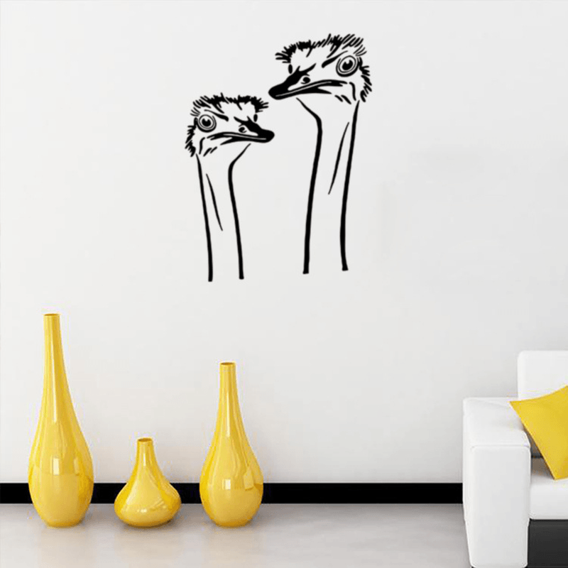 Honana a Pair of Ostrich Head DIY Wall Sticker Removable PVC Wall Decal Poster Home Wall Covering Decor Art Wallpaper Removable Wall Stickers - MRSLM