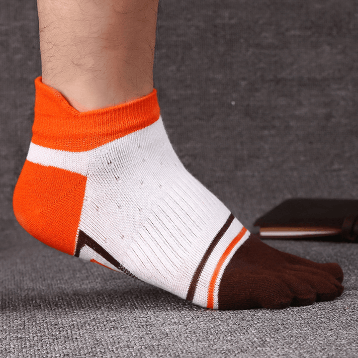 Mens Fashion Five Toes Cotton Socks Spell Color Casual Comfortable Socks - MRSLM