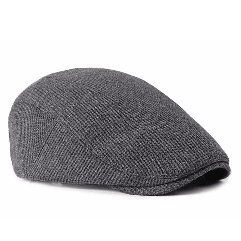 Men Visor Knit Newsboy Beret Caps Outdoor Casual Winter Cabbie Ivy Flat Hat - MRSLM