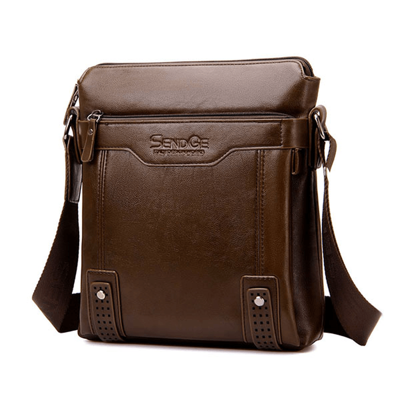 Men Business Messenger Bag Solid Crossbody Shoulder Bag - MRSLM