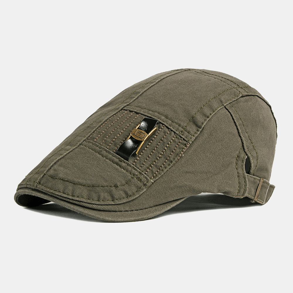 Men Cotton Short Brim Adjustable British Retro Forward Hat Beret Cap - MRSLM
