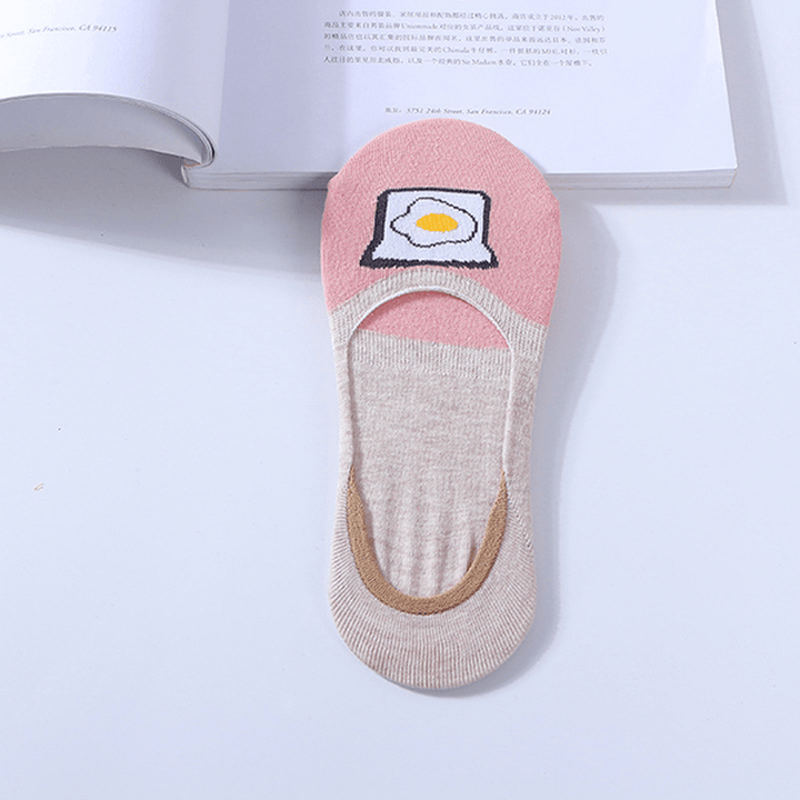 Women Cotton Cute Boat Socks Summer Breathable Anti-Slip Ankle Socks Low Socks - MRSLM