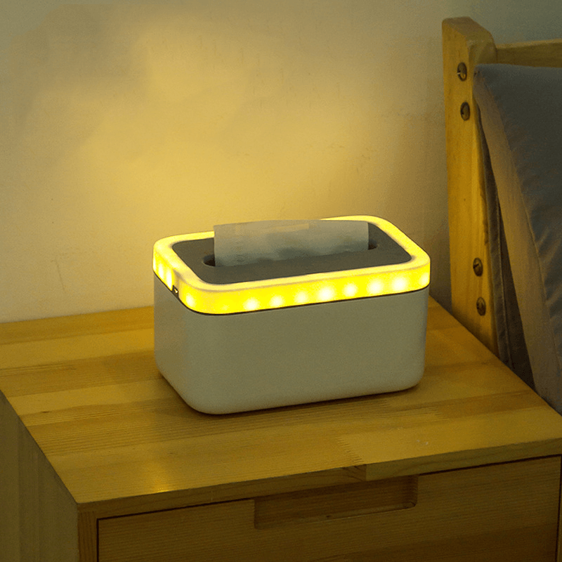 Waterproof Tissue Holder Bathroom Napkin Dispenser Tissue Box with Night Lights - MRSLM