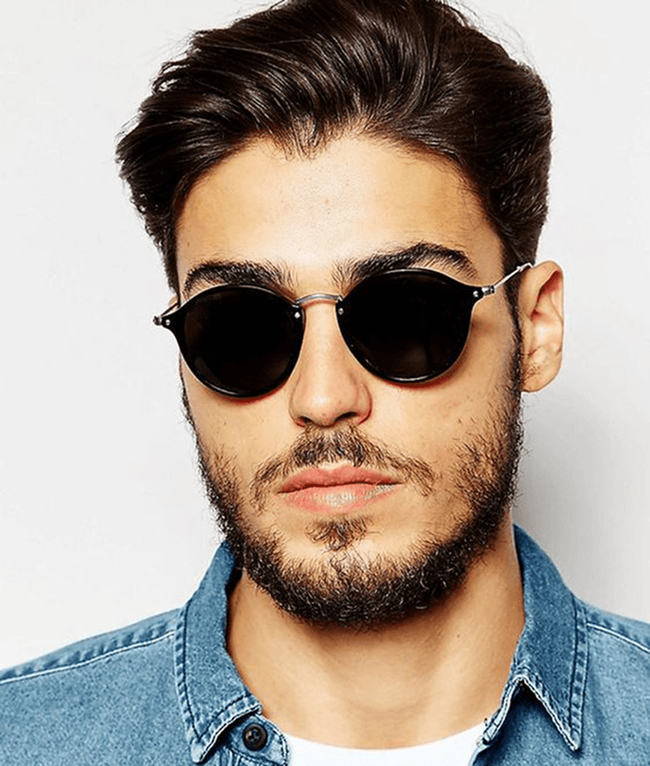 Metal round Face Sunglasses Retro Driver Sunglasses Men and Women Sunglasses - MRSLM