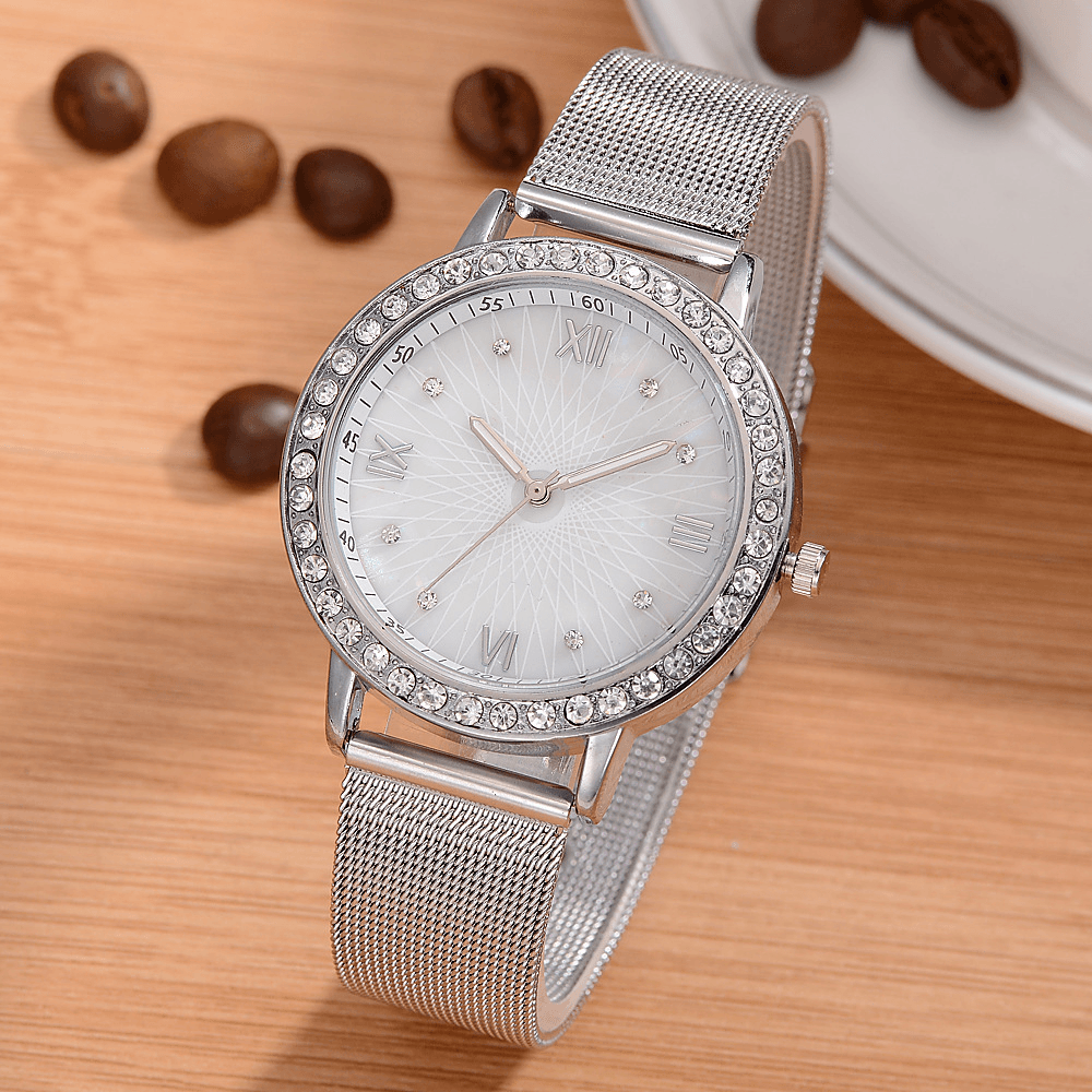 Deffrun Casual Style Crystal Ladies Wrist Watch Full Steel Band Quartz Watches - MRSLM