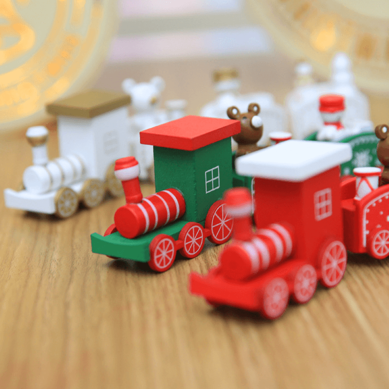 Christmas Wood Train Christmas Decorations Decor Innovative Gift for Children Diecasts Toy Vehic - MRSLM