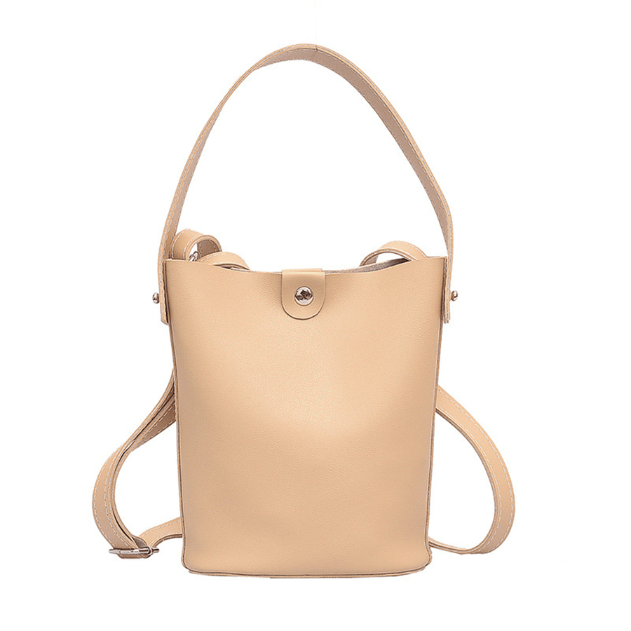 3.8L Women PU Leather Bucket Bag Portable Handbag Leisure Shoulder Bag Outdoor Travel - MRSLM