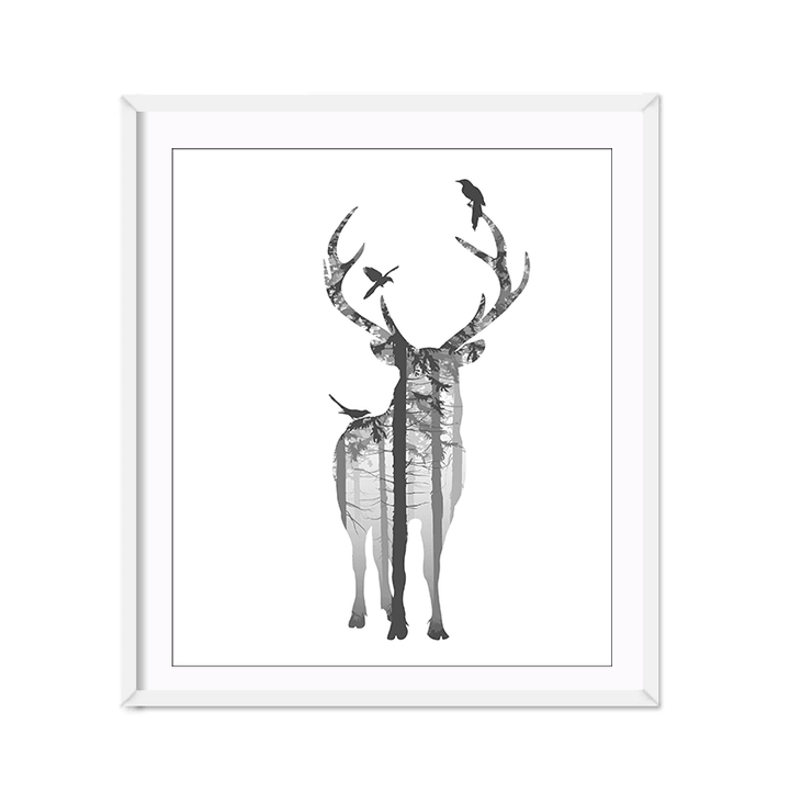 Miico Hand Painted Oil Paintings Simple Style Deer Family B Wall Art for Home Decoration Painting - MRSLM