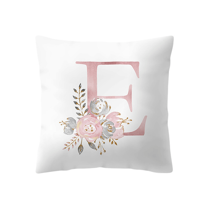 Simple Nordic Style Pink Alphabet ABC Pattern Throw Pillow Cover Home Sofa Creative Art Pillow Case - MRSLM