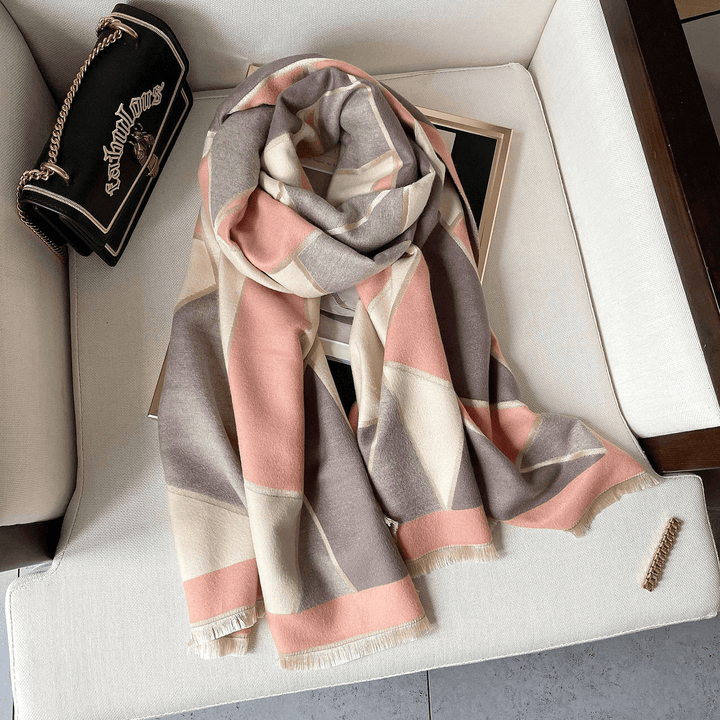 New Color-Blocking Warm with Double-Sided Imitation Cashmere Scarf - MRSLM