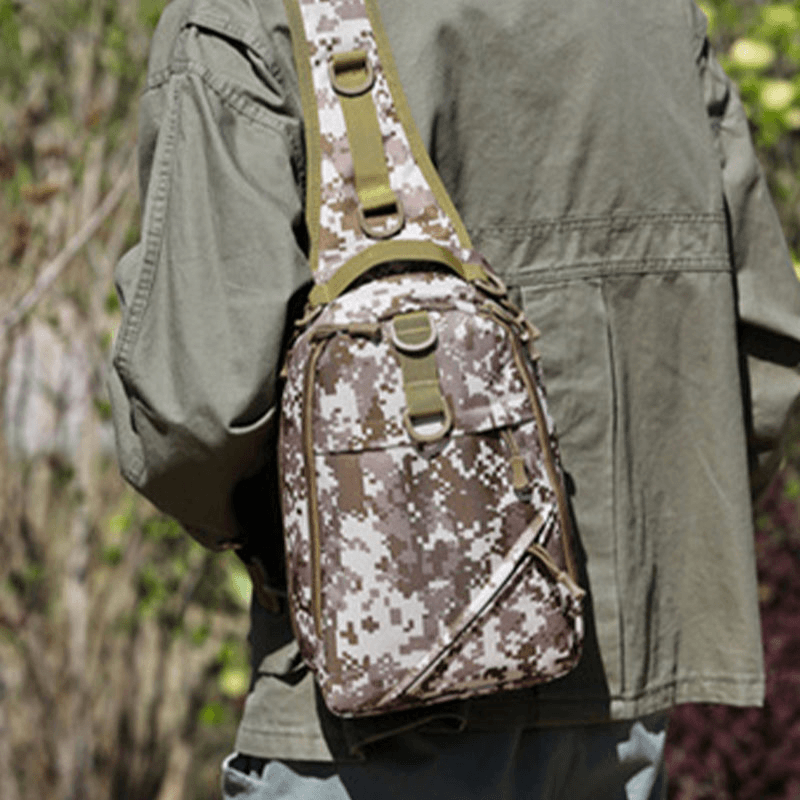 Men Camouflage Multi-Carry Tactical Fishing Travel Outdoor Chest Bag Shoulder Bag - MRSLM