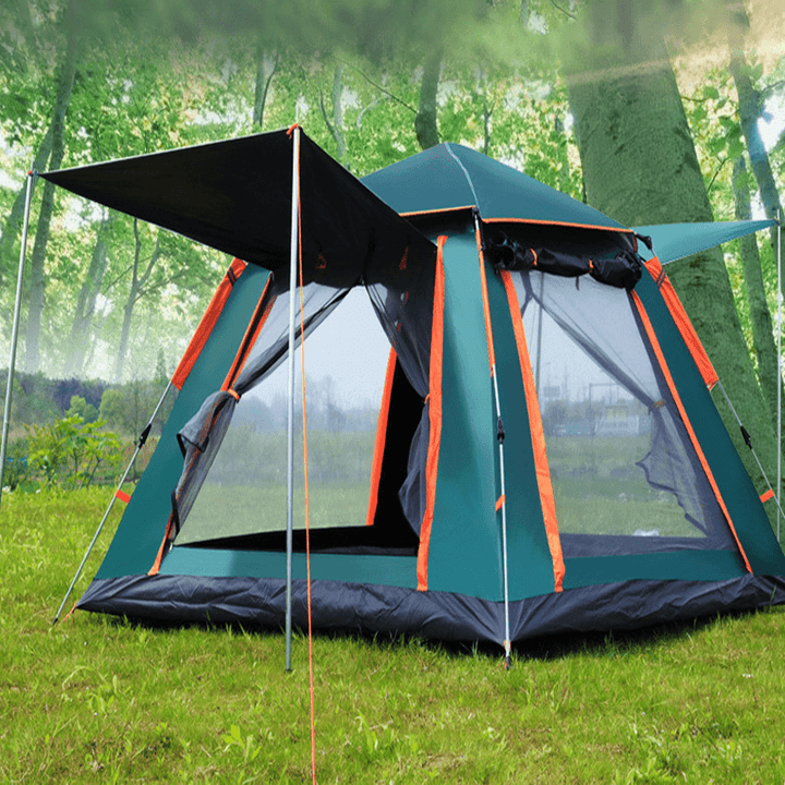 Outdoor Automatic Tent 4 Person Family Tent Picnic Traveling Camping Tent Outdoor Rainproof Windproof Tent Tarp Shelter - MRSLM