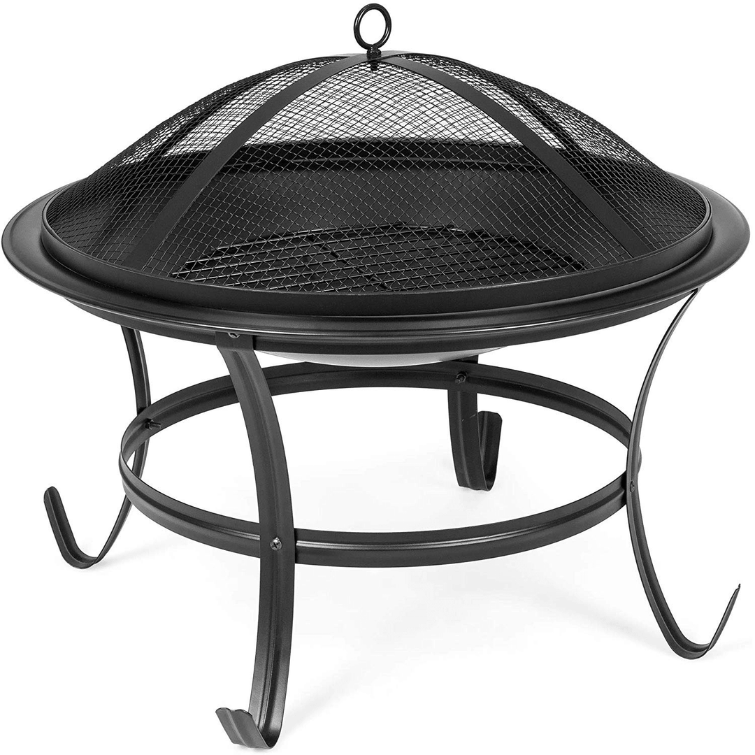 Ipree® Best Choice Products 22In Steel Outdoor BBQ Grill Fire Pit Bowl W/Screen Cover Log Grate Poker for Camping Bonfire - MRSLM