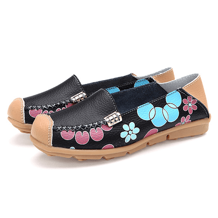 Women Flats Shoes Comfortable Breathable Slip on Flower Floral Flat Loafers Shoes - MRSLM