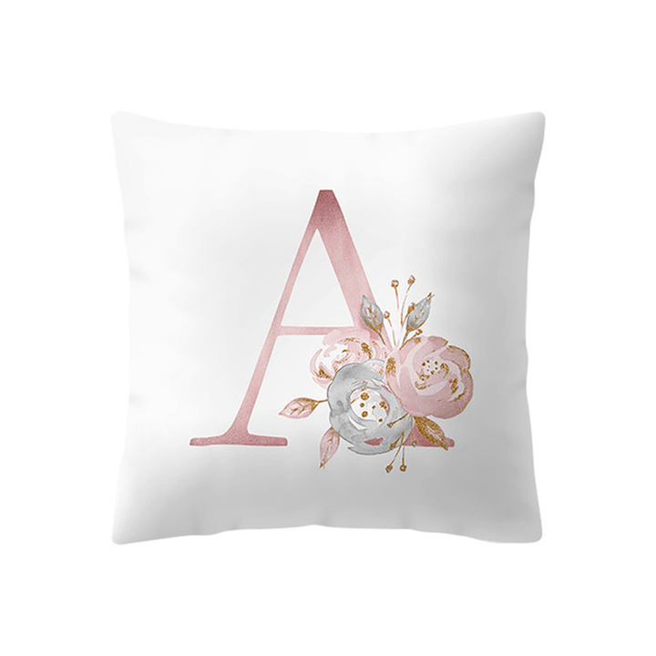 Simple Nordic Style Pink Alphabet ABC Pattern Throw Pillow Cover Home Sofa Creative Art Pillow Case - MRSLM