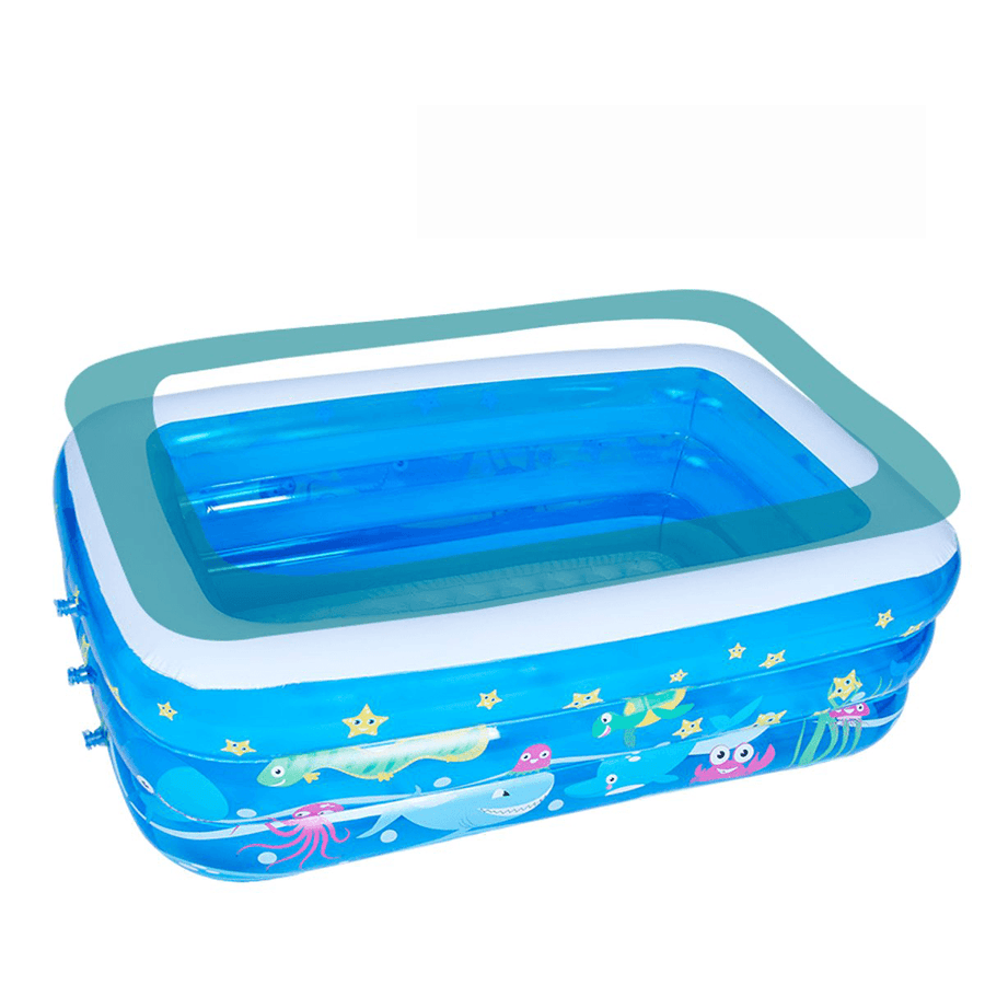 Inflatable Swimming Pool Family Childrens Kids Baby Large Water Rectangular Fun Swimming Pool-125/150/185Cm - MRSLM