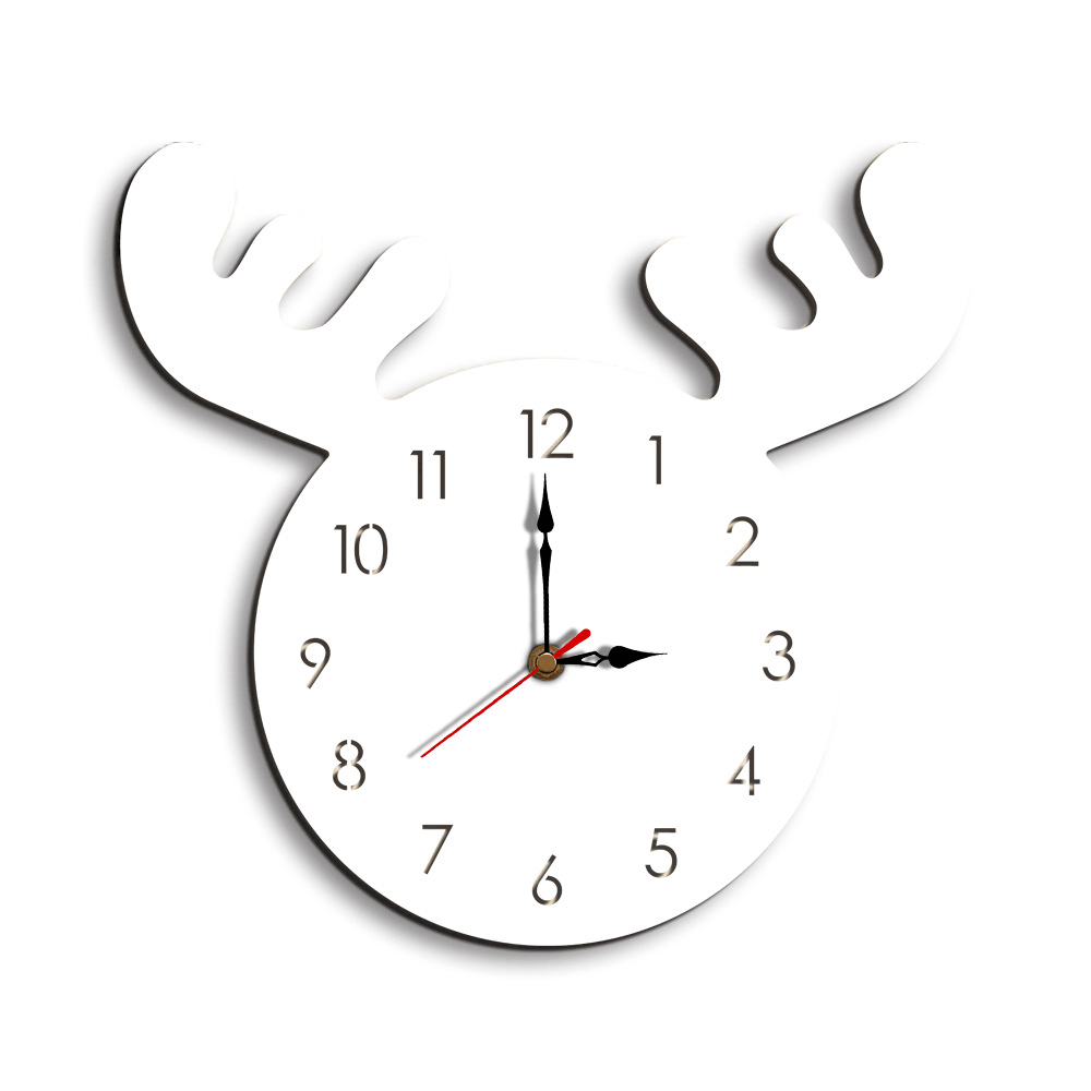 Wapiti Head Creative Wall Clock Living Room Home Cartoon Children'S Clock - MRSLM