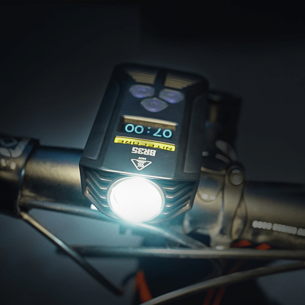 Nitecore BR35 1800LM L2 U2 OLED Display Dual Distance Beam 6800Mah Lithium Battery Bike Front Light Dual Beam Rechargeable Bike Headlight W/Remote Switch Mount Charging Cable and Cable Organizer - MRSLM