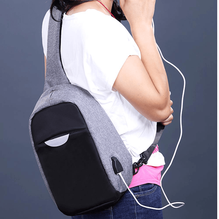 Men External USB Charging Multi-Function Sling Bag Water Repellent anti Theft Bag for Ipad - MRSLM
