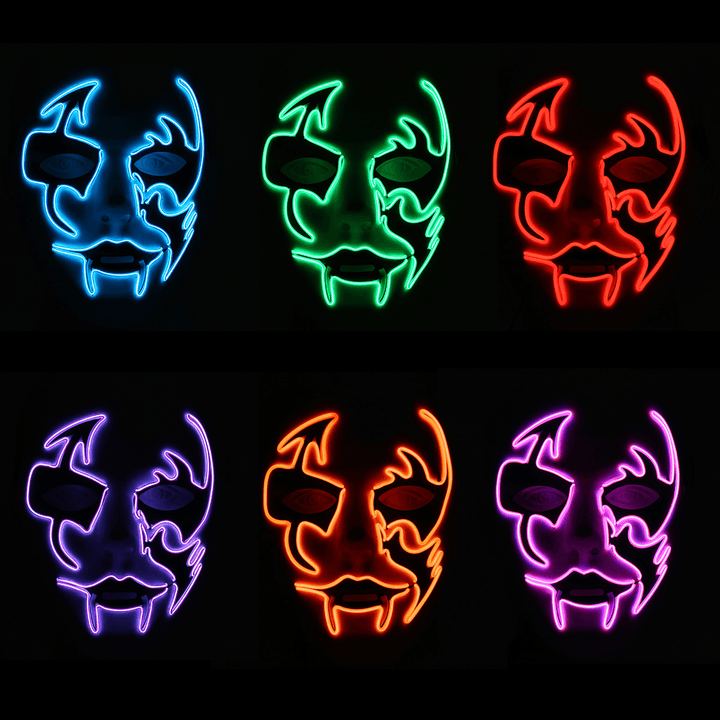 Halloween Mask LED Luminous Flashing Face Mask Party Masks Light up Dance Halloween Cosplay - MRSLM