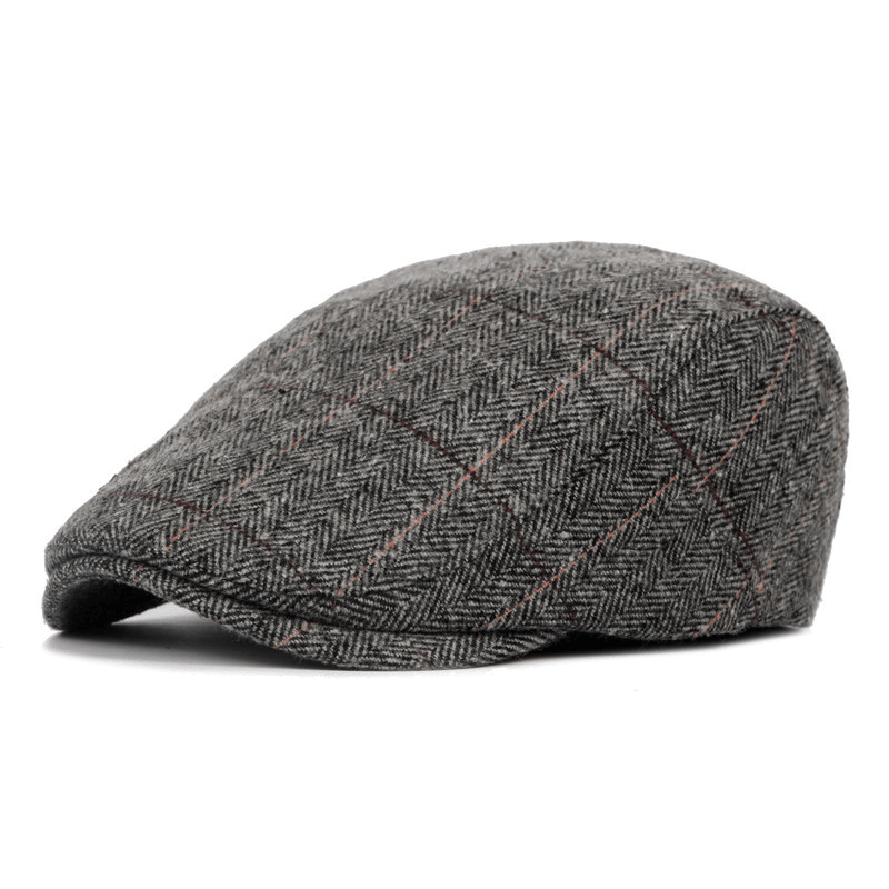 Men British Style Classic Plaid Wool Beret Caps - MRSLM