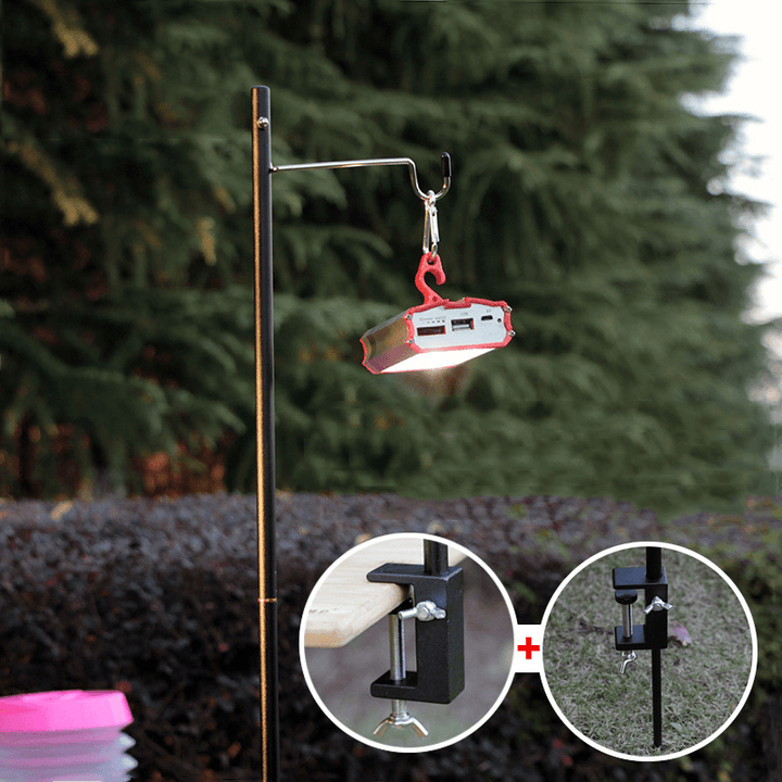 Ipree® 1.2M Outdoor Folding Lamp Post Pole Aluminum Alloy Portable Hiking Camping Tent Table Hanging Light Fixing Stand Holder - MRSLM