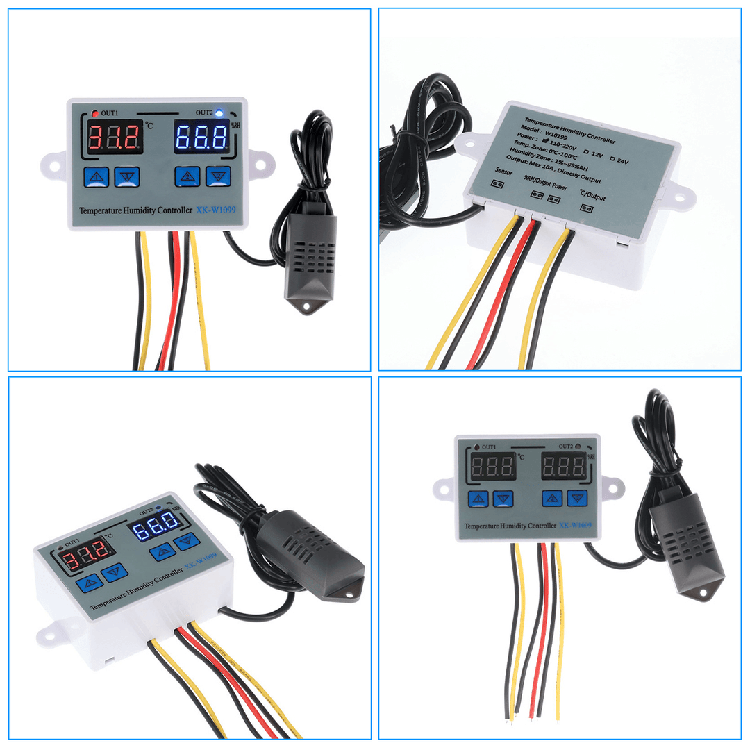 XK-W1099 Intelligent Digital Display Temperature and Humidity Controller Adjustable Microcomputer Control Switch Control High Precision Temperature and Humidity Meter - MRSLM